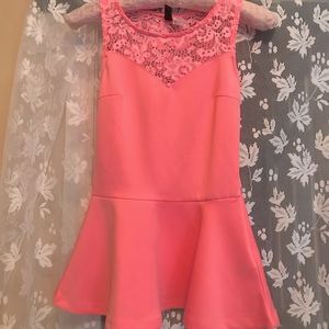 Pink lace peplum top